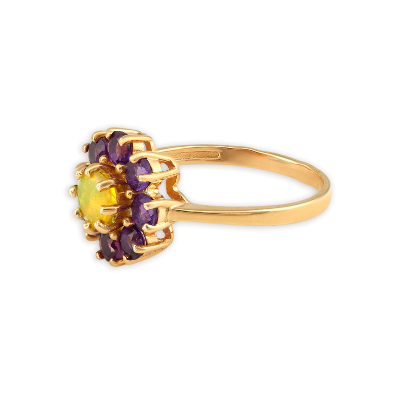 Кольцо с опалом и аметистами