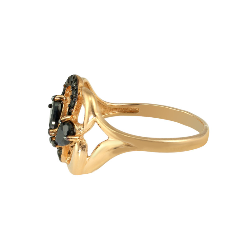 Кольцо из серебра с сапфиром и чёрной шпинелью