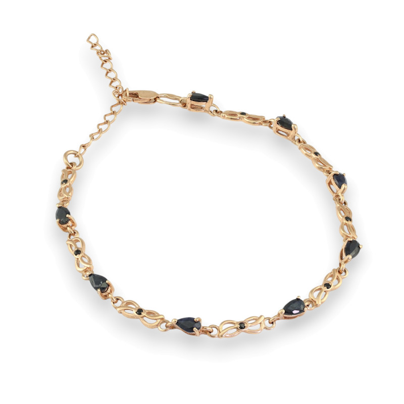 Серебряный браслет с сапфирами и шпинелью