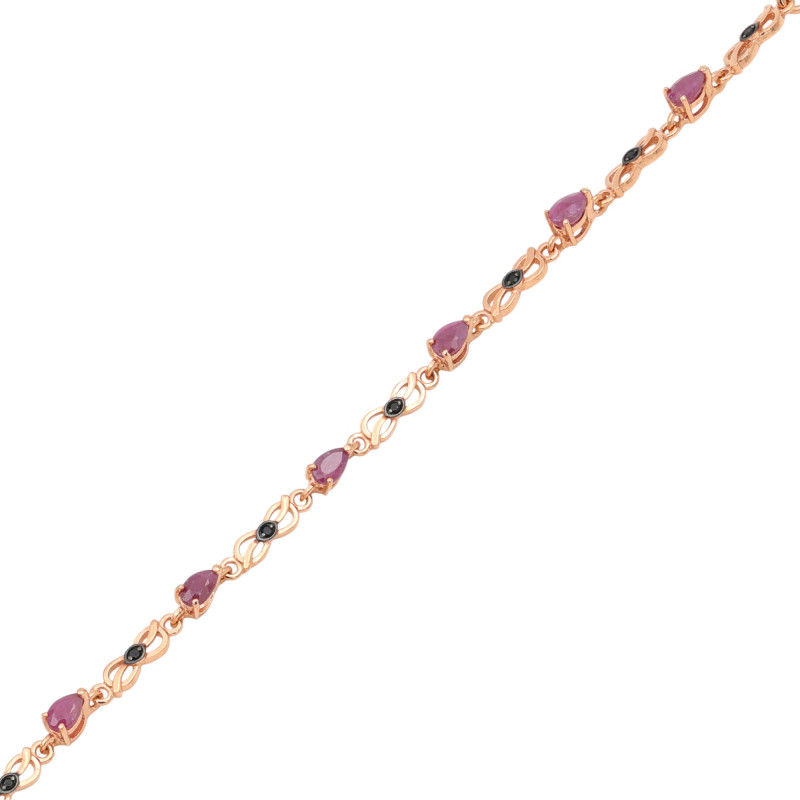 Браслет с натуральными рубинами и шпинелями