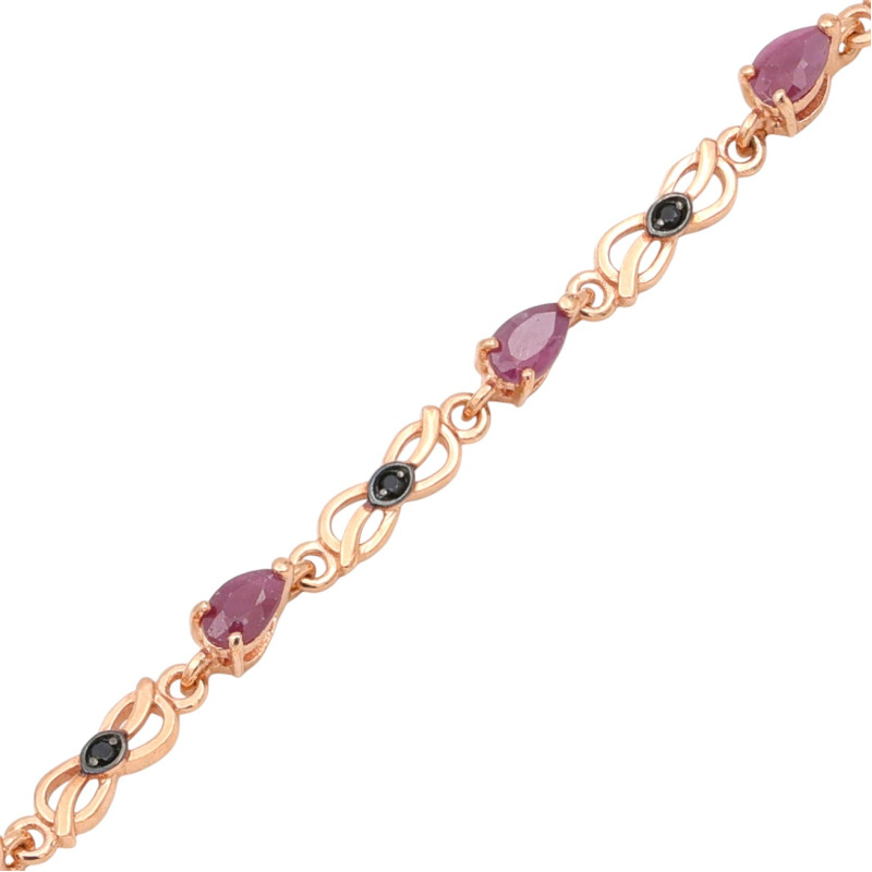 Браслет с натуральными рубинами и шпинелями