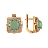 Серьги серебряные с нефритом и фианитами