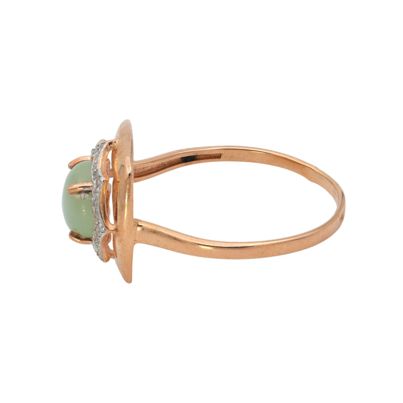 Кольцо серебряное с нефритом и фианитами