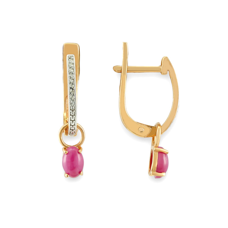 Серебряные серьги с рубином и бриллиантами