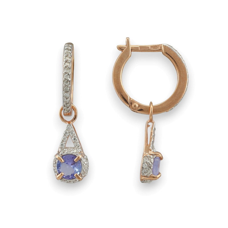 Серьги из серебра с натуральным танзанитом