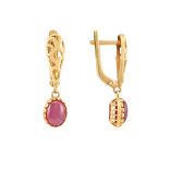 Серебряные серьги с рубином и позолотой