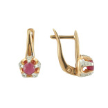 Серьги из серебра с рубином и фианитами