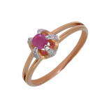 Кольцо из серебра с рубином и фианитами