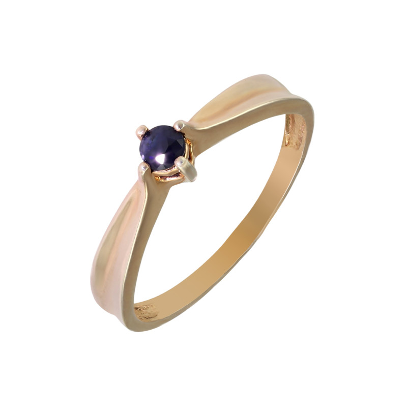 Серебряное кольцо с сапфиром и позолотой