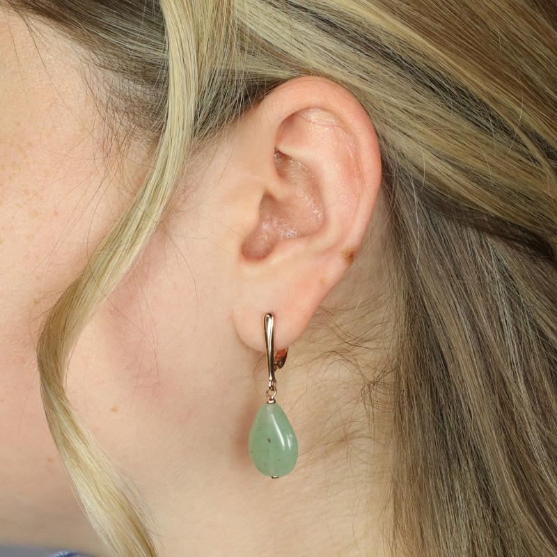 Серебряные серьги с нефритом натуральным