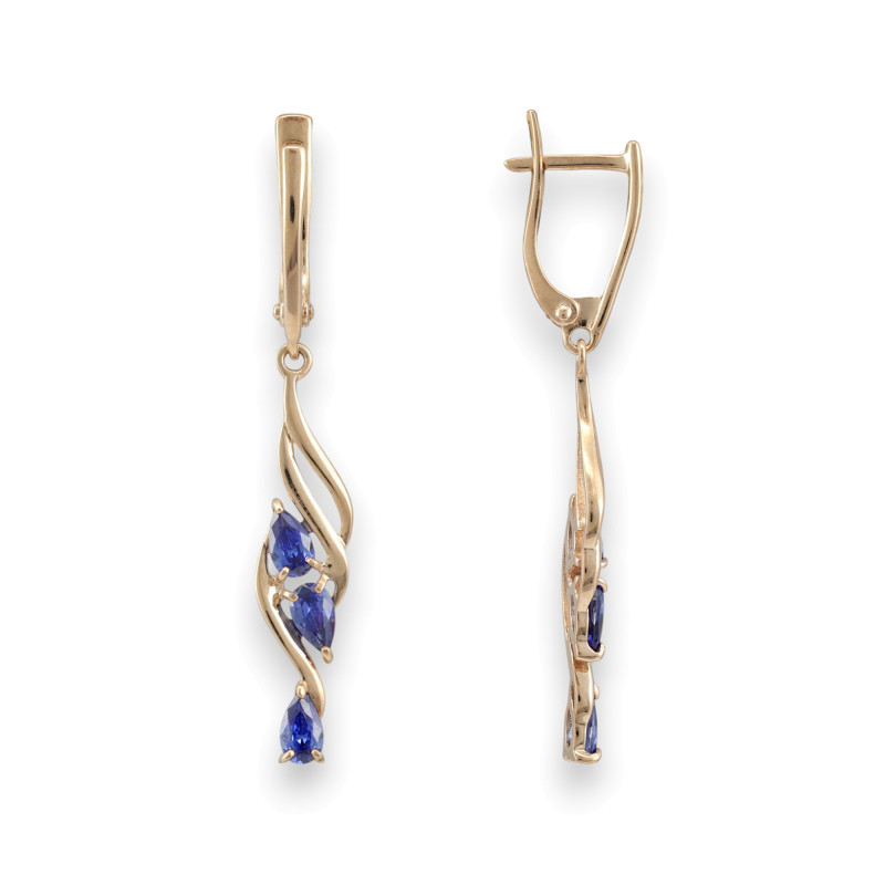 Серебряные серьги с искусственными танзанитами