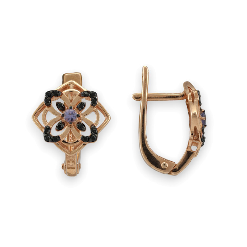 Серьги с танзанитом и шпинелью