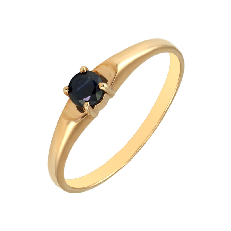 Серебряное кольцо с сапфиром и позолотой