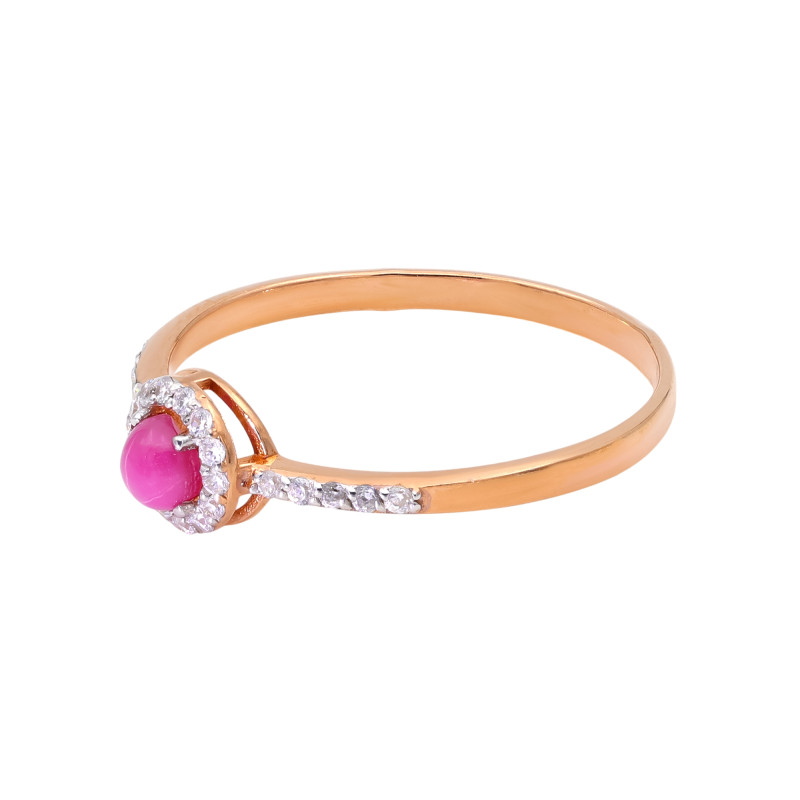 Кольцо серебряное с фианитами и рубином