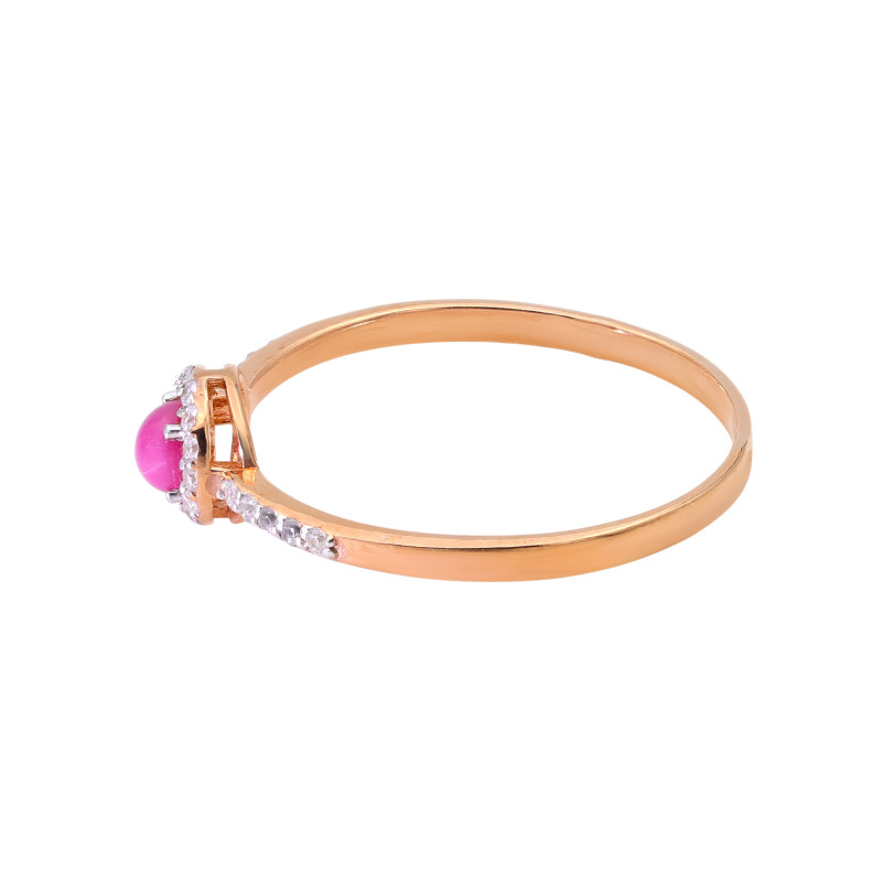 Кольцо серебряное с фианитами и рубином