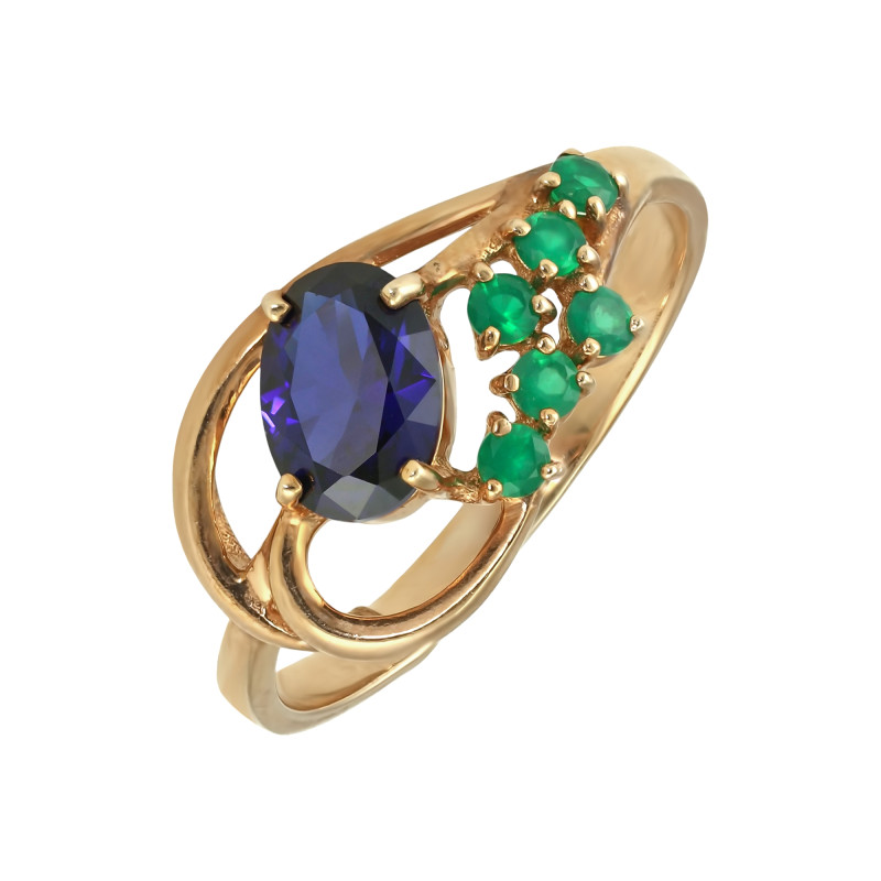 Кольцо из серебра с сапфиром и агатом