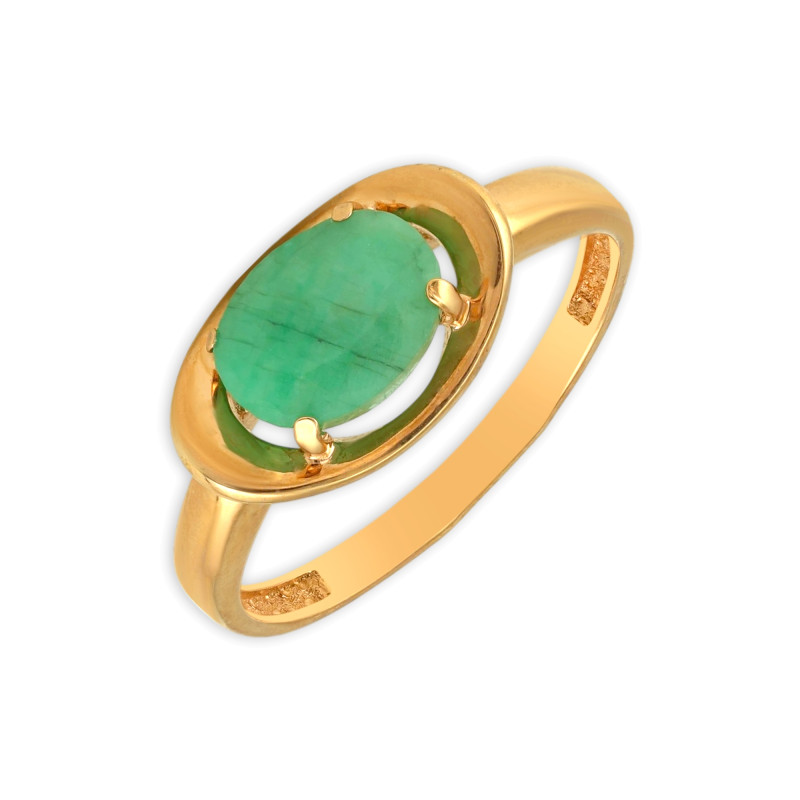 Позолоченное кольцо из серебра с изумрудом