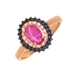 Кольцо из серебра с рубином и фианитами