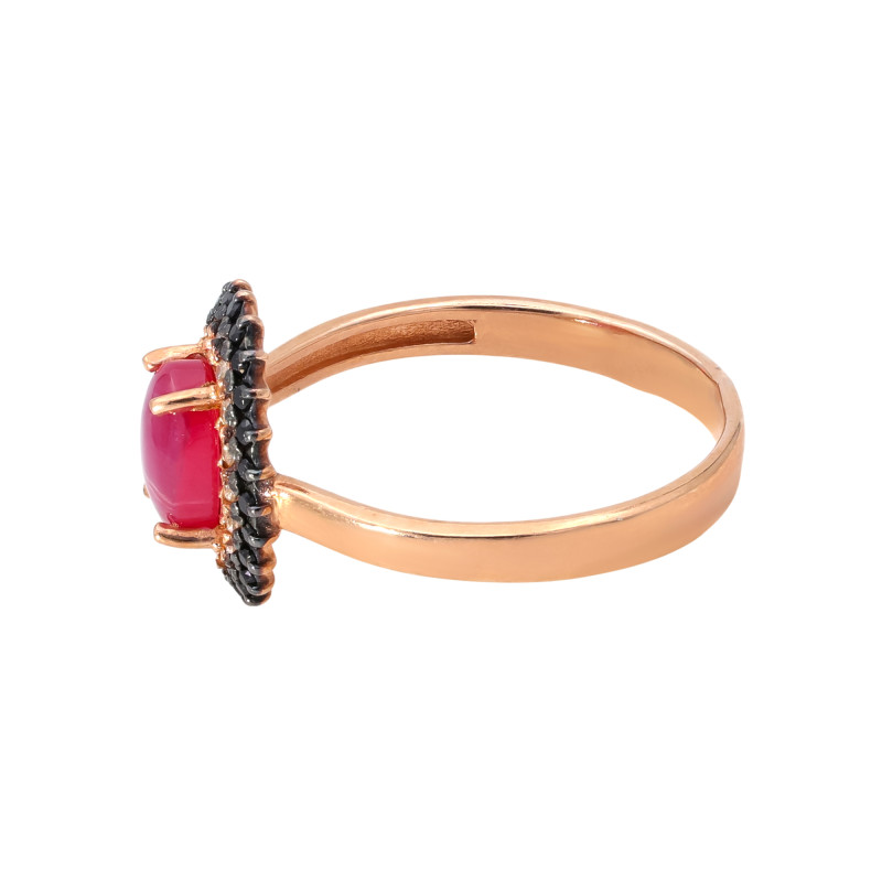 Кольцо из серебра с рубином и фианитами