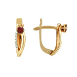 Серебряные серьги с рубином и фианитами