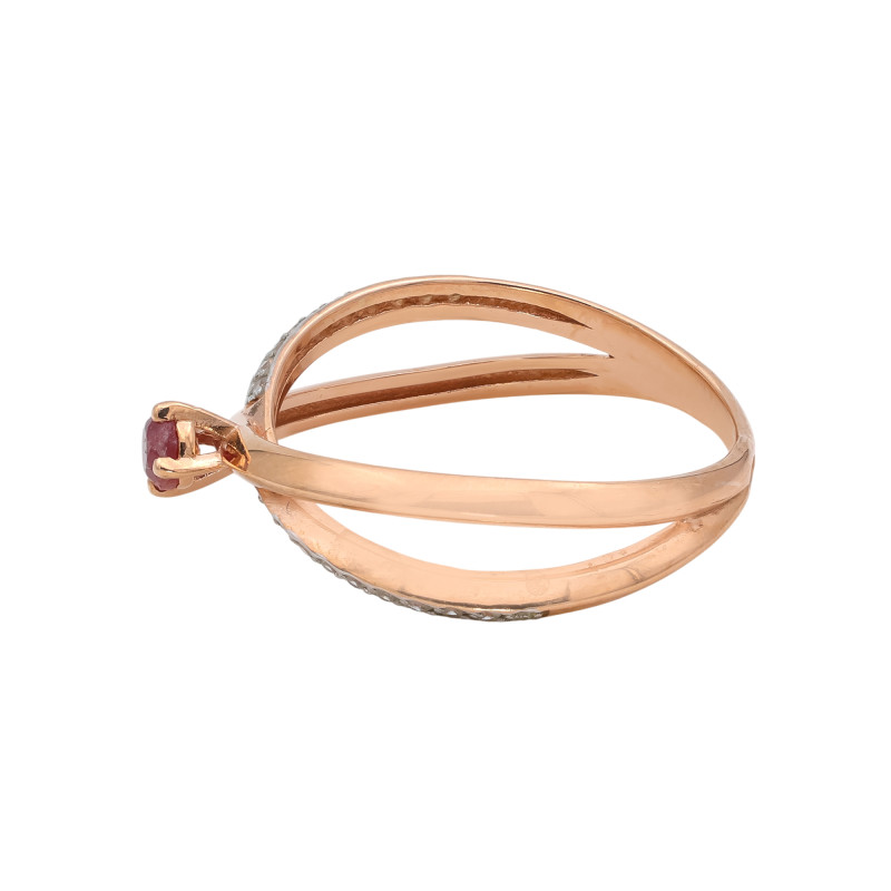 Кольцо серебряное с рубином и фианитами