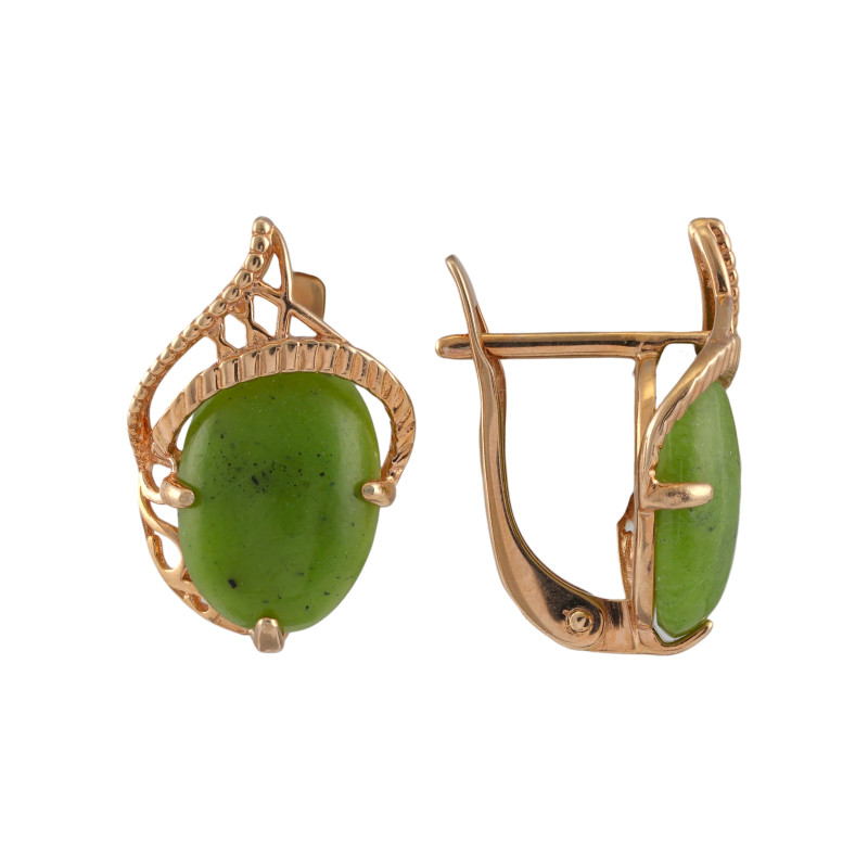 Серебряные серьги с нефритом