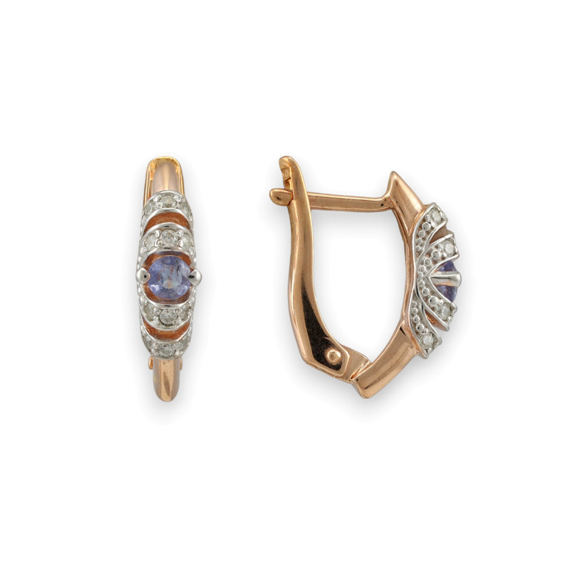 Серьги с танзанитом и фианитами