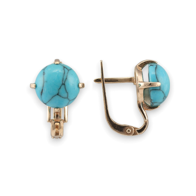 Серьги с бирюзой и позолотой
