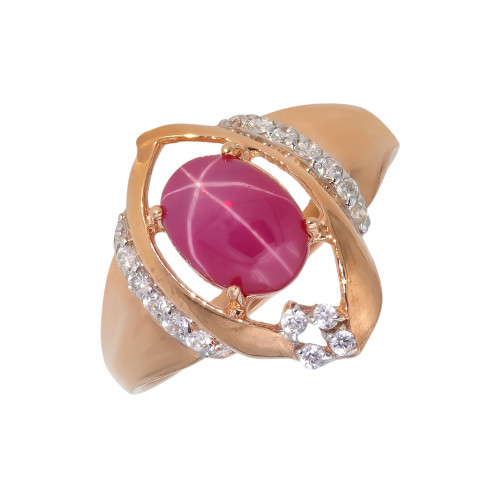 Кольцо из серебра с рубином и фианитами