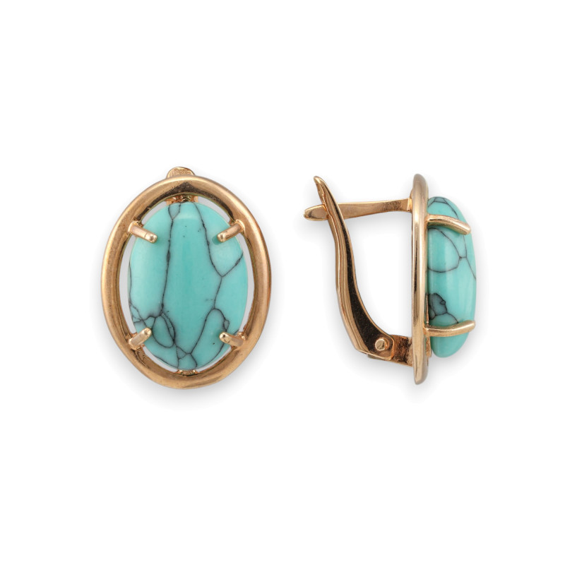 Позолоченные серьги с бирюзой