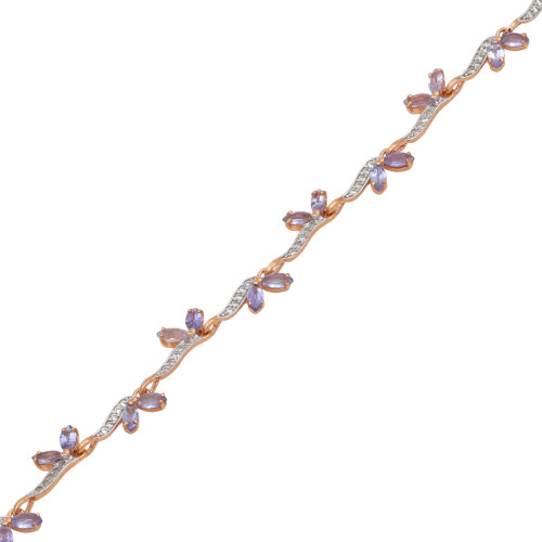 Браслет с натуральными танзанитами и фианитами