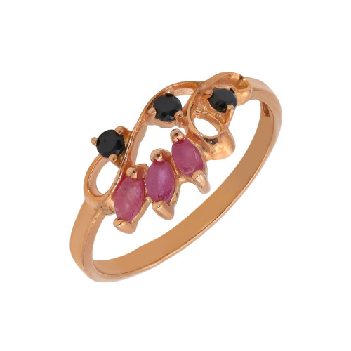 Кольцо из серебра с рубином и шпинелью