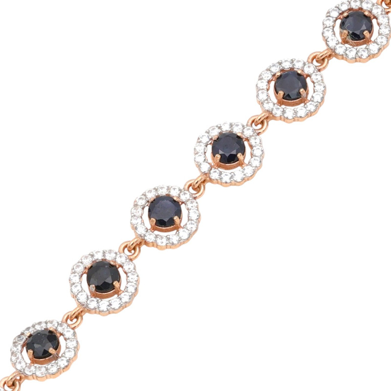 Браслет с натуральными сапфирами и фианитами