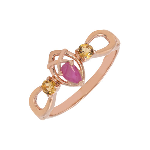 Серебряное кольцо с рубином и цитринами