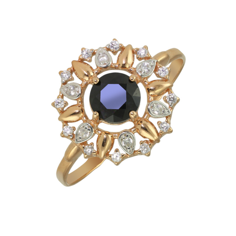 Кольцо из серебра с сапфиром и позолотой