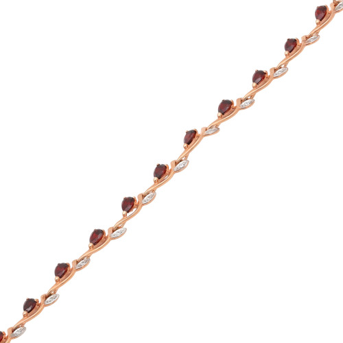 Браслет с натуральными гранатами и фианитами