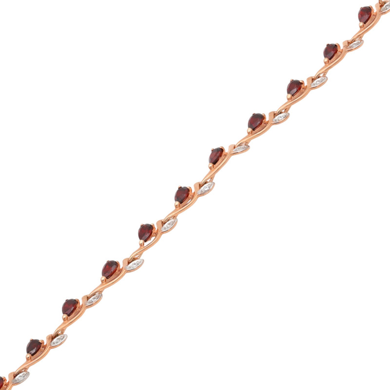 Браслет с натуральными гранатами и фианитами