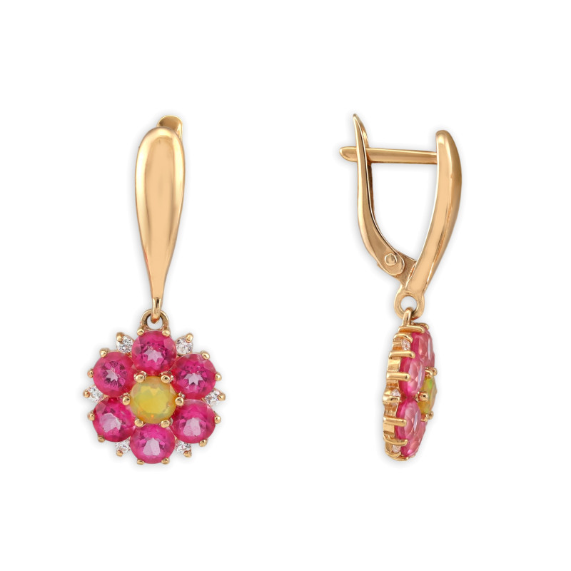 Серьги серебряные с опалом и топазами