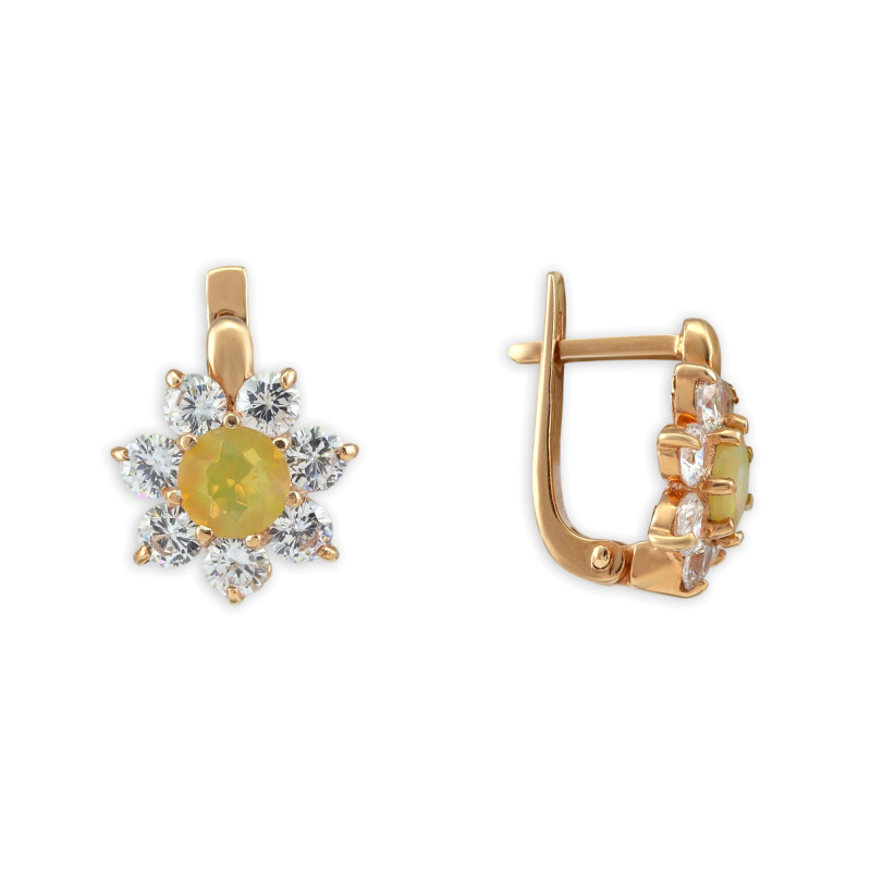 Серьги серебряные с опалом и фианитами