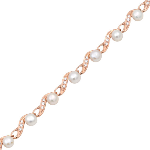 Браслет с жемчугом и фианитами