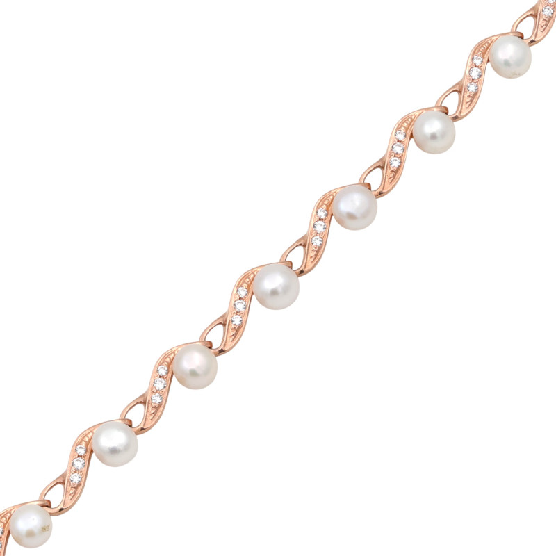 Браслет с жемчугом и фианитами