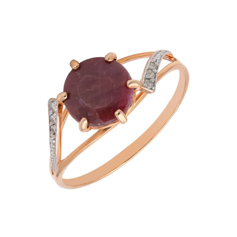 Кольцо из серебра с рубином и фианитами