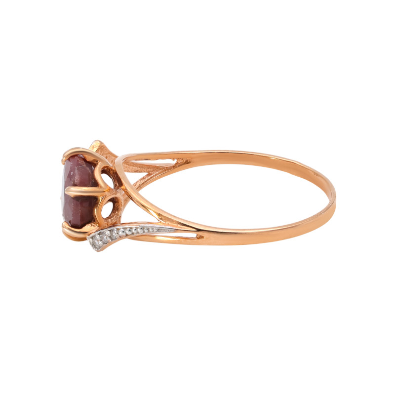 Кольцо из серебра с рубином и фианитами