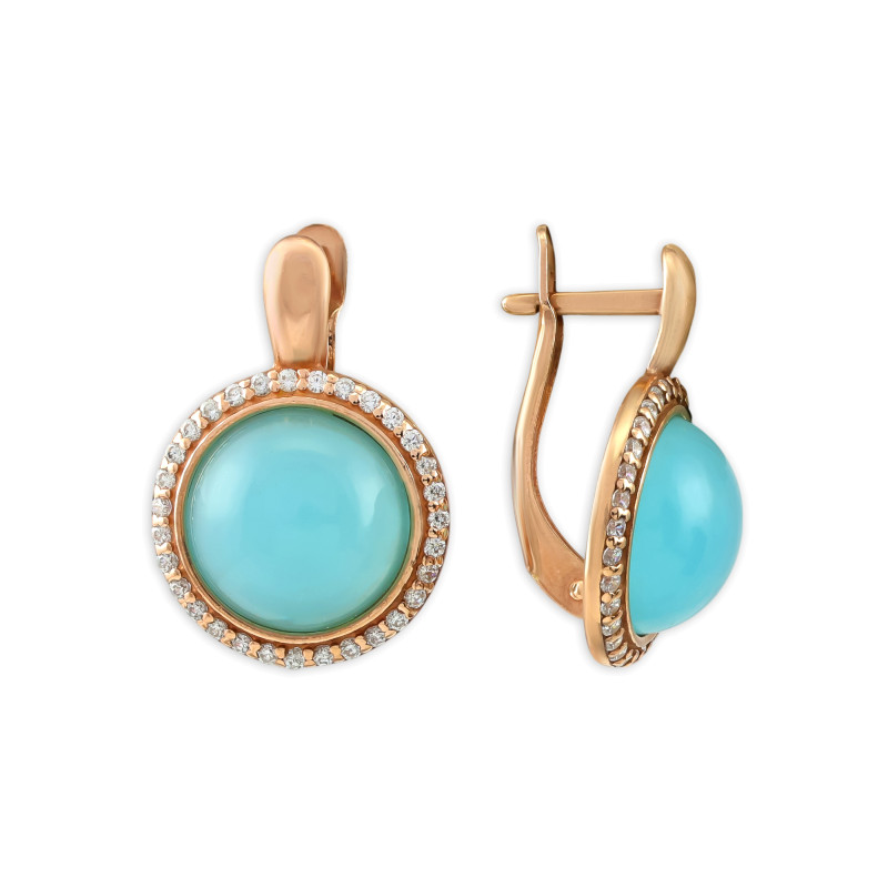 Серьги серебряные с искусственным халцедоном