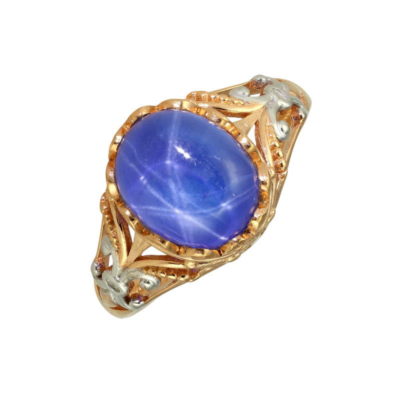 Кольцо из серебра с сапфиром золочёное 