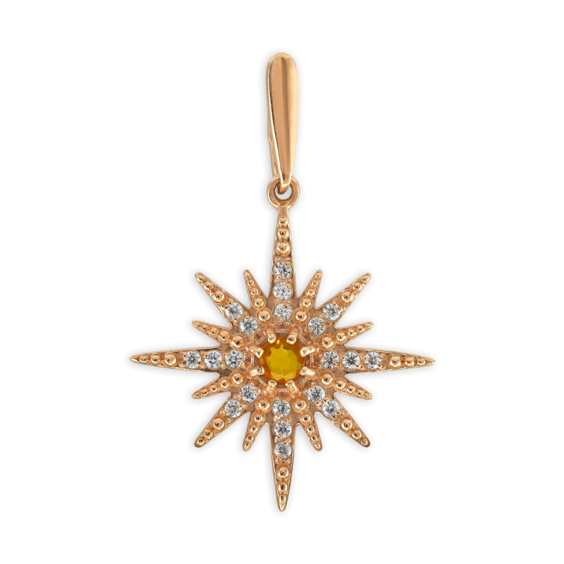 Подвеска из серебра с опалом и фианитами