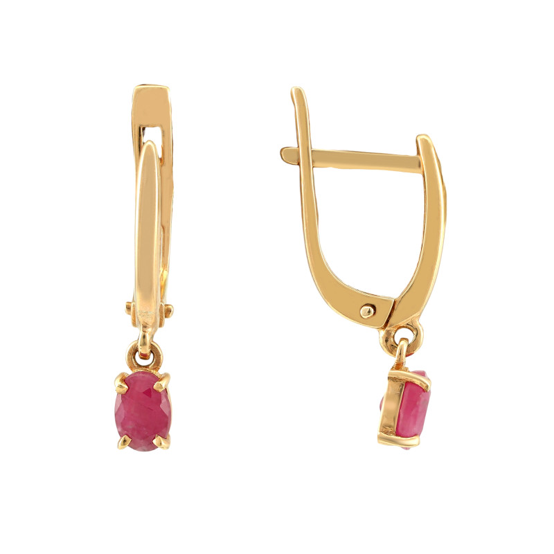 Серебряные серьги с позолотой и рубинами