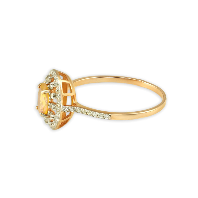 Кольцо серебряное с опалом и фианитами