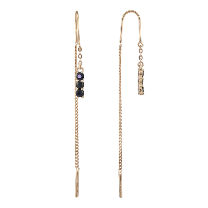 Серьги-продёвки с натуральными сапфирами