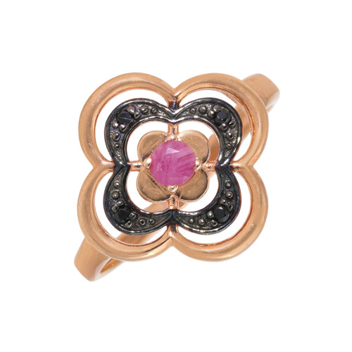 Кольцо из серебра с рубином и шпинелью